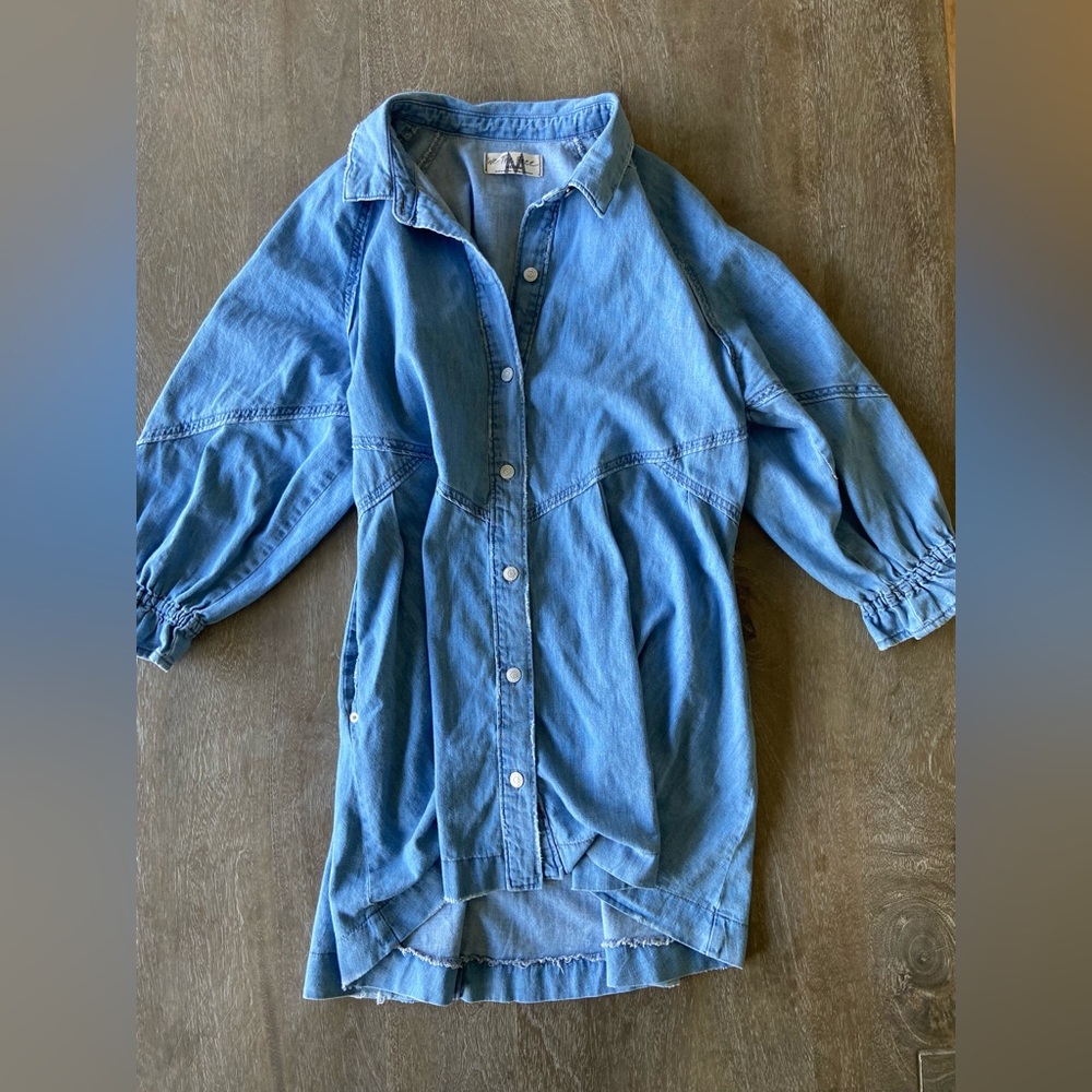 Free People Blue Denim Shirt Dress